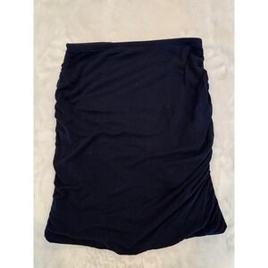 OOTDFash Navy Blue Ruched Bodycon Mini Skirt Stretchy Jersey Knit Small